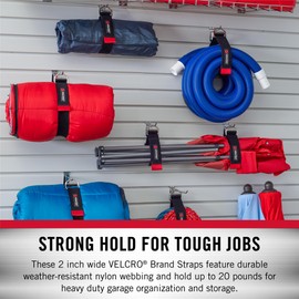 VELCRO Brand Heavy Duty Storage Strap | Holds 20lbs | Elastic Stretches 1.5X | Large 30 Inch | Garage Organization and Storage | Wrap and Bundle Stakes, Hoses and Cords