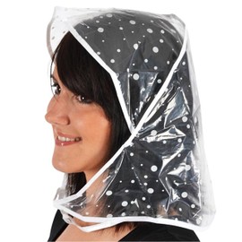 Large Polkadot Rain Hat | Hair Protector Hood + Neck Tie