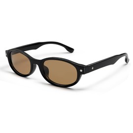 Appassal Retro 90s Oval Sunglasses for Women Men Y2K Slim Design Cateye Shades Trendy Sunnies AP3671 Black/Brown