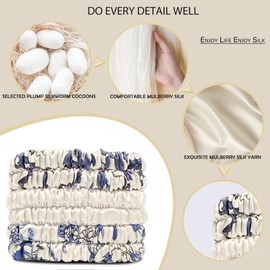 Silk Hair Towel, Friction-Resistant, Amino Acid-Rich, Durable, Breathable (6PCS(Blue And White Porcelain))