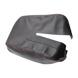 Vigoraze Center Console Lid Armrest Cover Black Leather with Red Stitch Compatible with Toyota Tundra 2014 2015 2016 2017 2018 2019