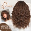 Lativ Brown Highlight Wigs for Women Short Wavy Curly Bob