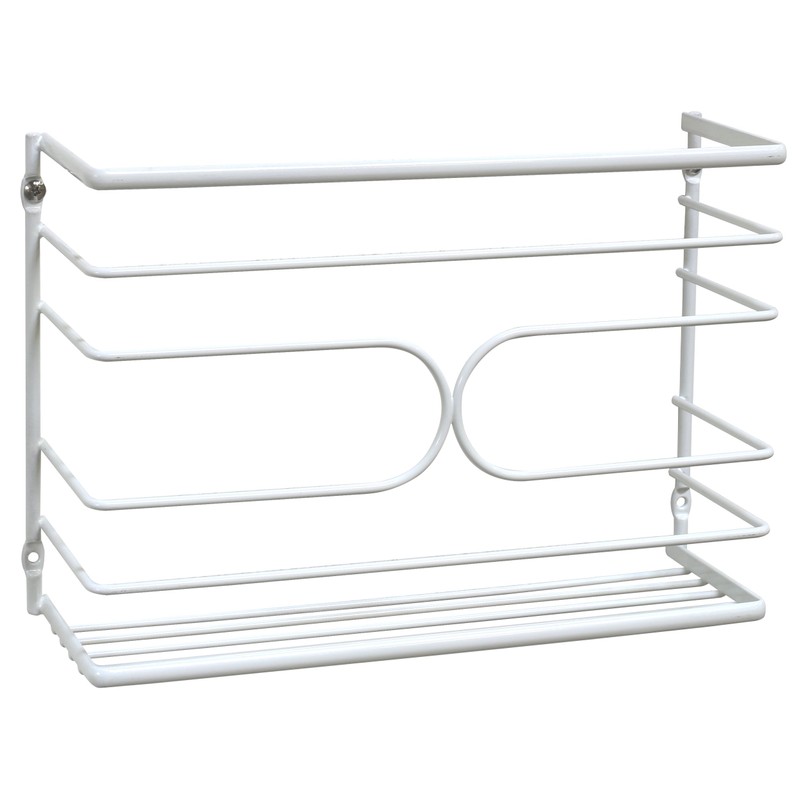 Deco Brothers Wall Mount Kitchen Wrap Organizer Rack, White
