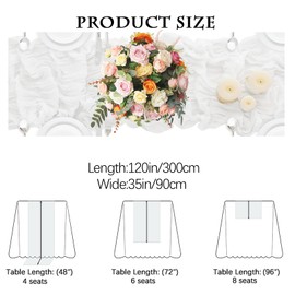 4 Pack White Cheesecloth Table Runner 35x120 Inch Boho Gauze Fabric Cheese Cloth Table Runner 10Ft Rustic Romantic Sheer Table Runners for Wedding Party Bridal Baby Shower Long Table Decoration