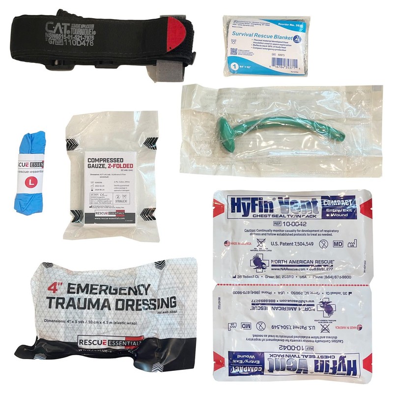 Rescue Essentials Burrito IFAK, Idividual First Aid Kit (Black)