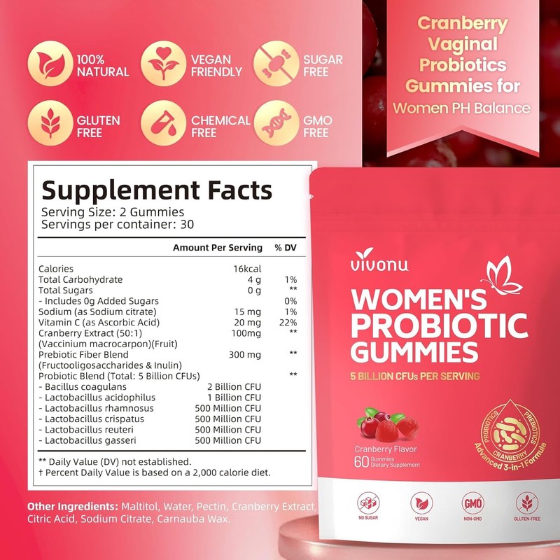 VivoNu Viginal Probiotic for Women, Women Probiotic Gummies, Feminine Balance