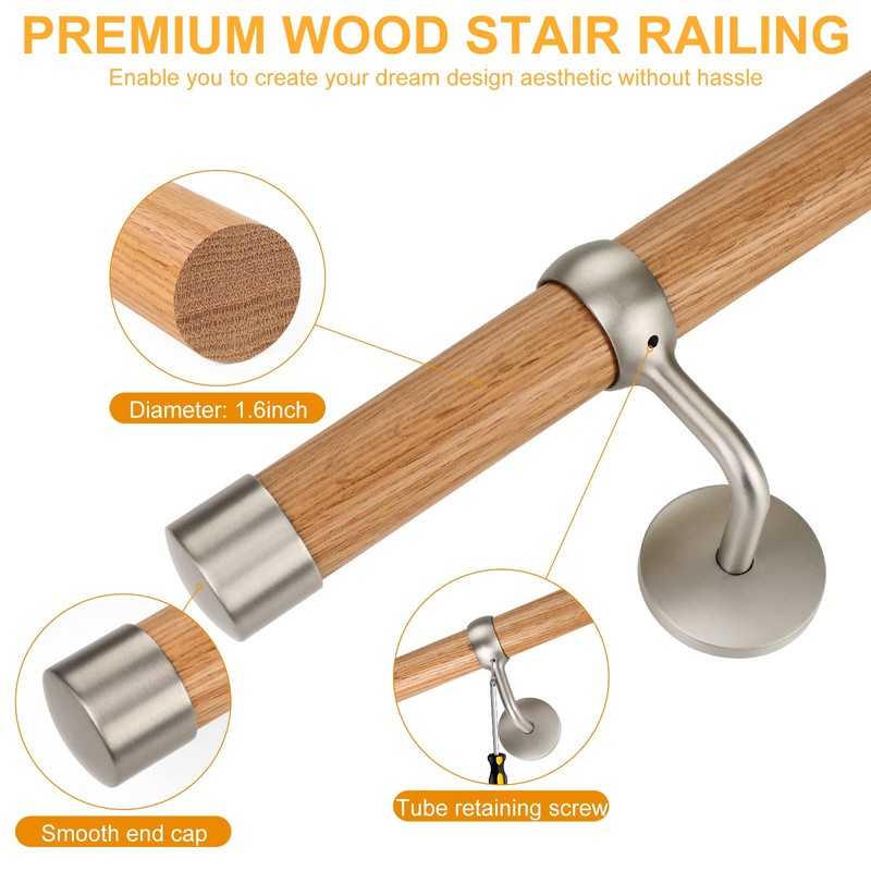 ROTHLEY Pipe Handrails for Indoor Stairs: 3.3FT Stair Railing Indoor