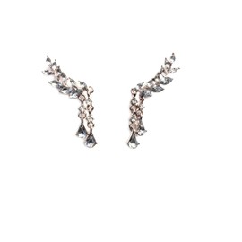 Silver Tone Art Deco Flapper Antique Vintage Style Bridal Rhinestone Dangle Earrings