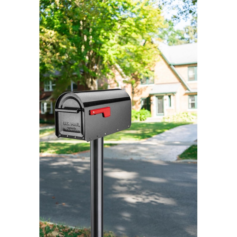 Architectural Mailboxes 7516P Pacifica In-Ground Steel Mailbox Post, Pewter