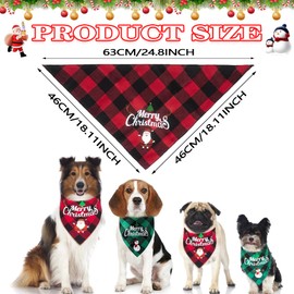 Christmas Dog Bandana, Pack of 4 Christmas Pet Bandana Scarf, Neckerchief Dog Christmas, Classic Plaid Triangle Bib, for Christmas Decoration of Dogs Cats