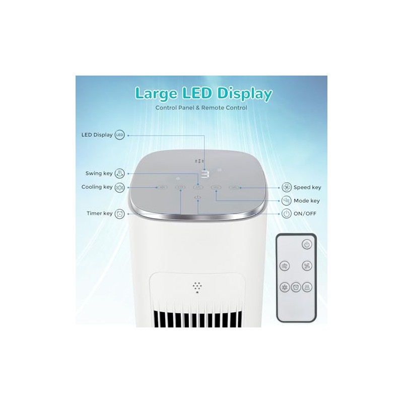 LIFERUN Tower Fan 97 cm with Water Cooling Remote Control
