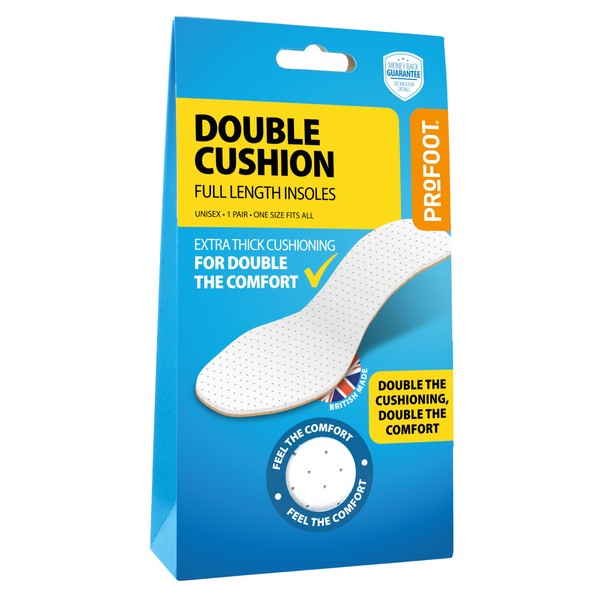 Profoot Double Cushion Insole Double the cushioning, double the comfort. Ideal for use in boots, shoes and wellies One Size Fits All - Pack of 1 - 1 pair
