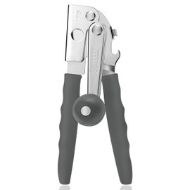 Commercial Can Opener, UHIYEE Hand Crank Can Opener Manual Heavy Duty with Comfortable Extra-long Handles, Oversized Knob, Large Handheld Can Open Easy for Big Cans, Gray