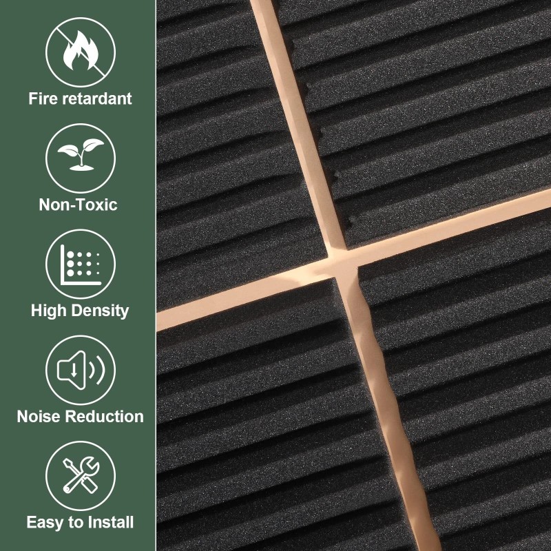 Dmsky 50 Pack Acoustic Foam Panels,2"X 12" X 12"Sound Proof