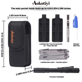 Aokotiyi Funda multiherramienta con cierre magnético, bolsa de herramientas con clip de cinturón EDC con anillo en D y mosquetón, compatible con Leatherman Wave Plus, Wingman, sobretensión, señal
