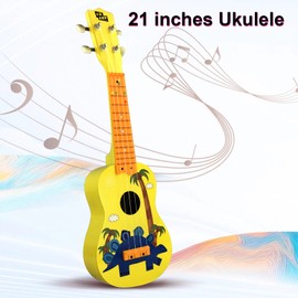 21-Inch Kids Ukulele with 12-Fret Fingerboard and Durable White Nylon Strings Full Wooden Barrel Body Includes 1 Pick Perfect Musical   Instrument Gift for Easy to Tune and Play Perfect Gift for Beginner Children Students Friends Teens Adults