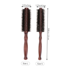 Beavorty 2pcs Wooden Handle Round Hair Brushes with Natural Bristles for Women Small Large Curling Combs for Hair Drying and Styling Ergonomic Design for Easy Gripping and Frizz Reduction