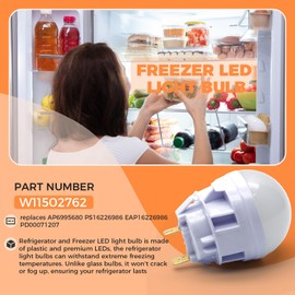 W11502762 Freezer LED Light Bulb for Whirlpool Kenmore Amana Maytag Gladiator Jenn-Air, Refrigerator Light Bulb Replaces AP6995680 PS16226986 EAP16226986 PD00071207
