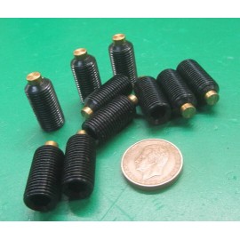 Kmac Alloy Steel Set Screws, Brass Tip, 1/2-20 x 1.00" Thread Length, 10 Pcs