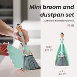 Vigar Mini Broom and Dustpan Set, Small Broom and Dustpan Set for Dust, Pet Hair, Car, and Crumb, Perfect for Home and Camping Essentials, Turquoise