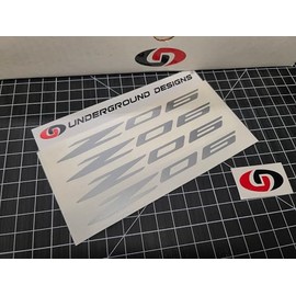 Z06 Decals (4pk) Corvette Racing 6" Accent Stickers C5Z C6Z C7Z C8Z LSX LTX (Metallic Silver)