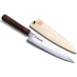 Yoshihiro VG-10 46 Layers Hammered Damascus Gyuto Japanese Chefs Knife (Octagonal Shitan Rosewood Handle) (7'' (180mm))
