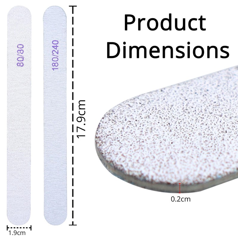 Nail Files, Professional Washable Nail Files 4Pcs 80/80 Grit and