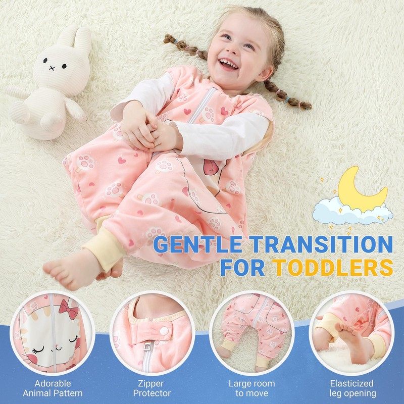 BETTERFUN - Saco de dormir para niños pequeños con pies