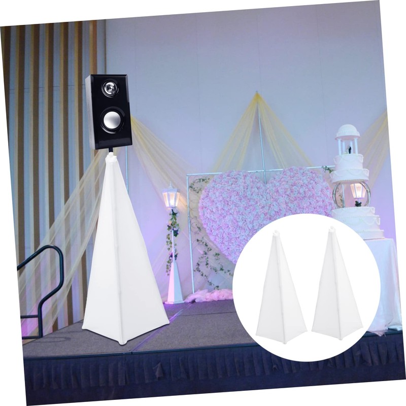 KICHOUSE 2pcs Speaker Stand Covers White Reusable Speaker Holder Stage