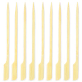 DecorRack 100 Natural Bamboo Paddle Picks, 6 inch Wood, Barbecue, Kabob Skewers for Grill, Appetizers, Fruit Sticks, Cocktails Picks (100 pack)