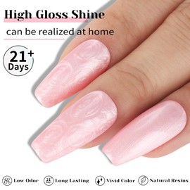 TUTUYU Light Pink Pearl Gel Nail Polish - 0.51 fl oz Pearl Peach Pink Shimmer Gel Polish for Manicure Salon or DIY Nail Art At Home - GP0028