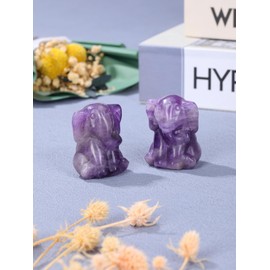 Jovivi 2" Amethyst Crystal Elephant Decor Carved Healing Crystals Gemstones Sitting Elephant Statue Pocket Elephant Figurines Sculpture Home Office Desk Decorations Gifts