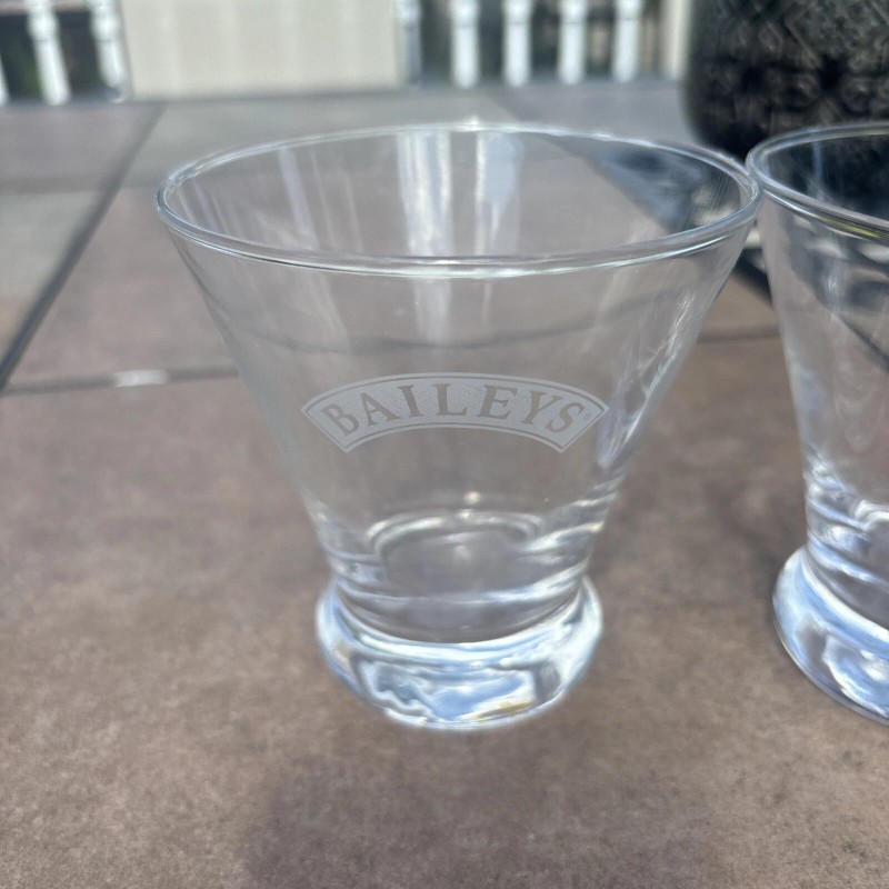 Baileys TWO Baileys Flared Drink Glasses Irish Cream Lowball Cocktail