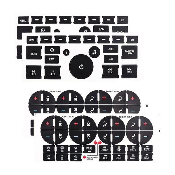 AC Dashboard Button Repair Kit Stickers - Decal Replacement Suitable
