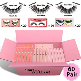 60 Pairs False Eyelashes Russian Strip Lashes D Curl Wispy Natural Look 16mm Curly Faux Mink Lashes Like Eyelash Extension Fluffy Cat Eye Look Fake Tail Elongated Eyelashes Pack Cosmetic Makeup lash strips