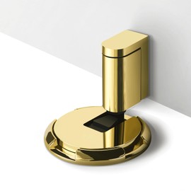 Yagman 3 Pack Windproof Door Stoppers Indoor Adjustable Safety Bottom of Door Holder No Drilling Heavy Duty Mechanical Floor Door Stop with Screws and Adhesive Polished Gold 87006-PG-3
