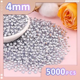 5000Pcs 4mm Resin Rhinestones with 3Pcs 10ml B7000 Jewelry Glue for Crafting, Clear Large Amount Flatback Gems, Bedazzling Crystal Bulk for DIY Crafts Clothing Tumblers Shoes Nail Art Fabric