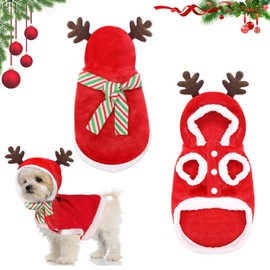 Dog Christmas Costume, RosyFate Elk Costume Dog, Dog Clothes, Small Dogs, Christmas, with Dog Scarf, Christmas, Cat Costume, for Cats, Small Dogs