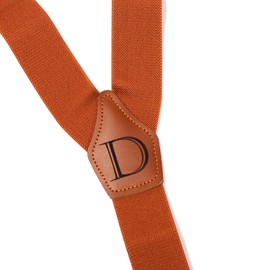 PROPHET CLUE PC Brown Initial Suspenders for Men Wedding Dress Pants Adjustable 4 to 3 Hooks Elastic Y Back 1.4 Inches (D)