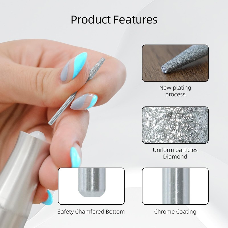HYTOOS Diamond Nail Drill Bits for Cuticle Removal - 4mm