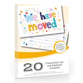 20 x We Have Moved Cards from Olivia Samuel - Change of Address Cards in a Bright Design - Ready to Write with envelopes