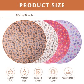 Clysee 4 Pack Whelping Pads Washable for Dog Waterproof Pet Pads Dog Pee Pads Reusable Training Pads Absorbent Round Whelping Pad Floor Pad Dog Bed Mat Puppy Pad for Crate Potty(32 Inch, Bright Color)