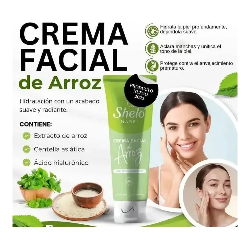 Crema Facila De Arroz Sheló Nabel Ácido Hialurónico 100ml