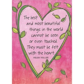 Sellers Publishing RSVP Best and Most Beautiful Things Quote: Pink Heart with Vine Border Valentine's Day Card