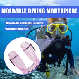 JUSTOOP Bite Moldable Scuba Diving Mouthpiece, TPE Moldable Snorkel Mouthpiece Regulator with Regulator Tie Scuba Diving Mouthpiece Replacement Diving Regulator, Pink