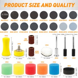 Pack of 354 Wet Sandpaper 25 mm Grit 60-10000 Sandpaper for Cordless Screwdriver/Drill, Sanding Pads, Coarse Fine Water Sandpaper for Car, Metal, Wood, Colour