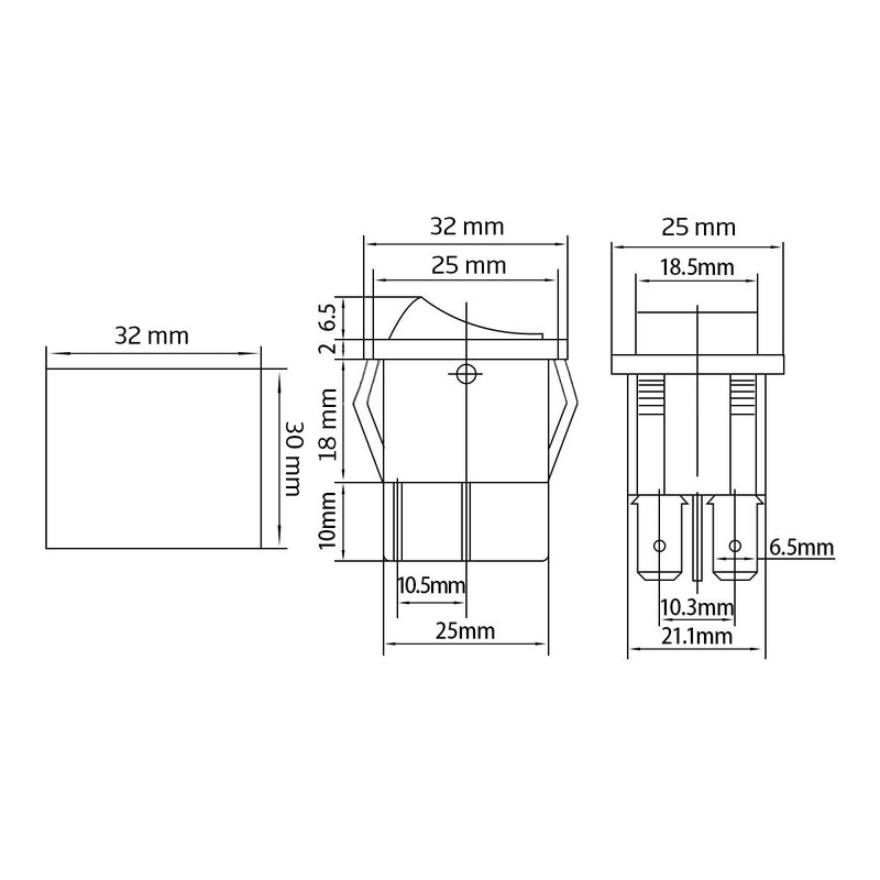 GOLDMAN SERVICE | Set of 3 DPST Bipolar Rocker Switches