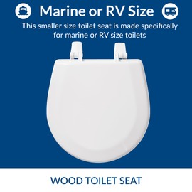 BEMIS TC50TTA MARINE Toilet Seat, Small Toilet Seat Made for Boats and RVs, Durable Wood, White