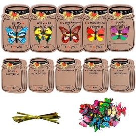 Valentines Day Cards for Kids,TuoYi 30 Pcs Greeting Card Creative Drifting Bottle with Butterfly,Funny Valentine Exchange Cards for Boys Girls School Class Party Favors