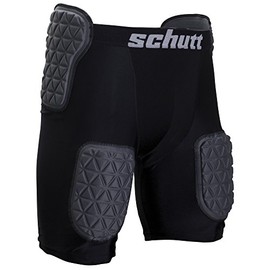 Schutt ProTech Tri All-in-One Football Girdle Padded Compression Shorts with Integrated Hip, Tailbone and Thigh Pads, Youth